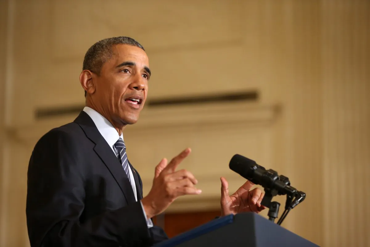 President Barack Obama speaks about his Clean Power Plan, Monday, Aug. 3, 2015, in the East Room at the White House in Washington. (AP Photo/Andrew Harnik)