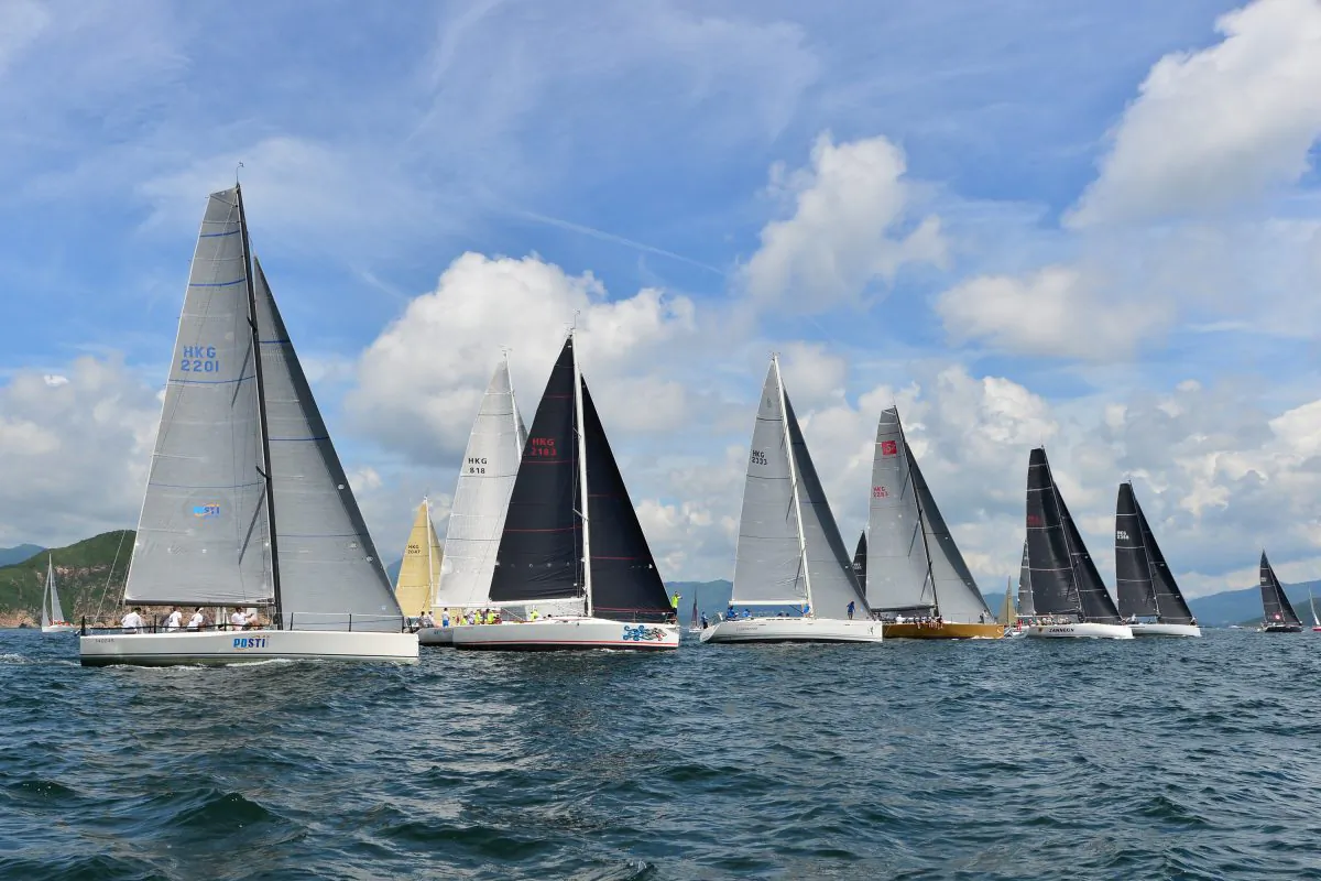 IRC-A boats set off from Trio Island to Mirs Bay in Race-7 of the Hebe Haven Quest Yachting Series on Saturday Aug 1, 2015. (Bill Cox/Epoch Times)