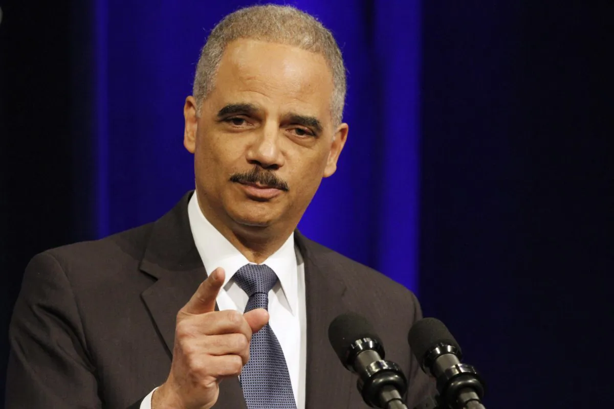 Eric Holder at an event celebrating his tenure as Attorney General at the Department of Justice in Washington, D.C., on Feb. 27, 2015. (Jacquelyn Martin/AP)