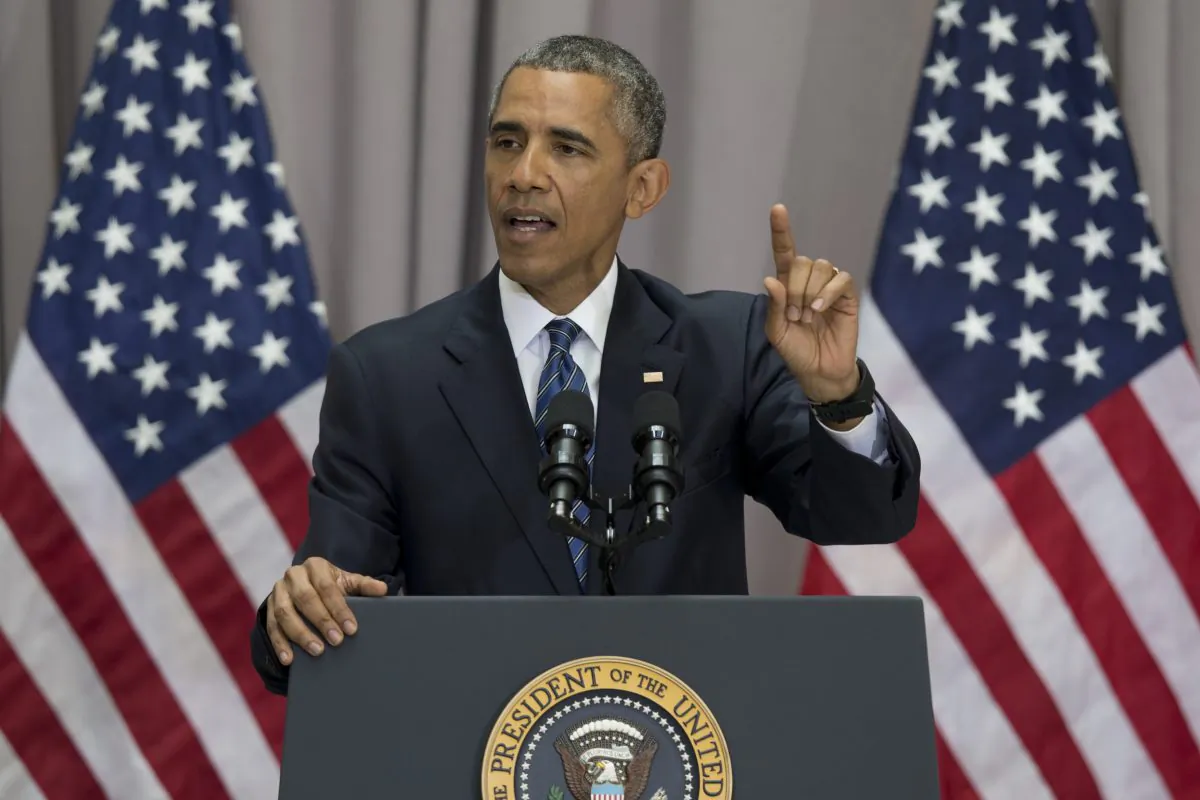 President Barack Obama speaks about the nuclear deal with Iran at American University in Washington on Wednesday, Aug. 5, 2015. The president said the nuclear deal with Iran builds on the tradition of strong diplomacy that won the Cold War without firing any shots. (AP Photo/Carolyn Kaster)