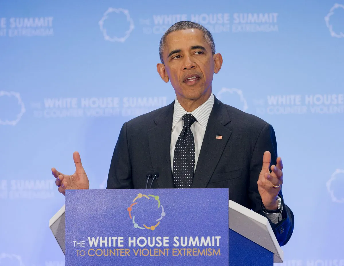 In this Feb. 19, 2015, photo, President Barack Obama speaks at the Countering Violent Extremism (CVE) Summit at the State Department in Washington.  Muslim groups and civil rights activists are speaking out for greater transparency in an Obama administration program aimed at countering homegrown terrorism on Thursday, Aug. 6, through coordinated efforts in Boston, Los Angeles and Minneapolis, the three cities where the so-called "Countering Violent Extremism" program is being piloted.  (AP Photo/Pablo Martinez Monsivais)