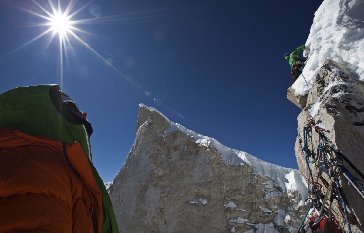 two climbers on mountain in Meru