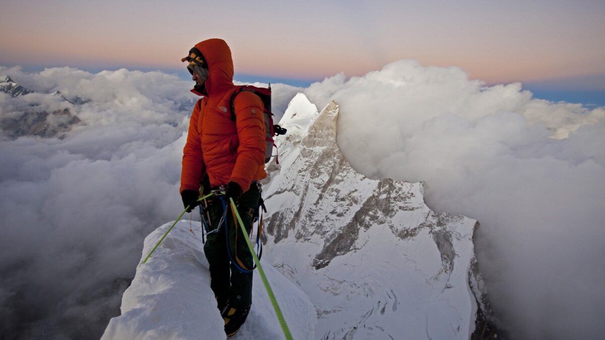man on mountaintop in Meru