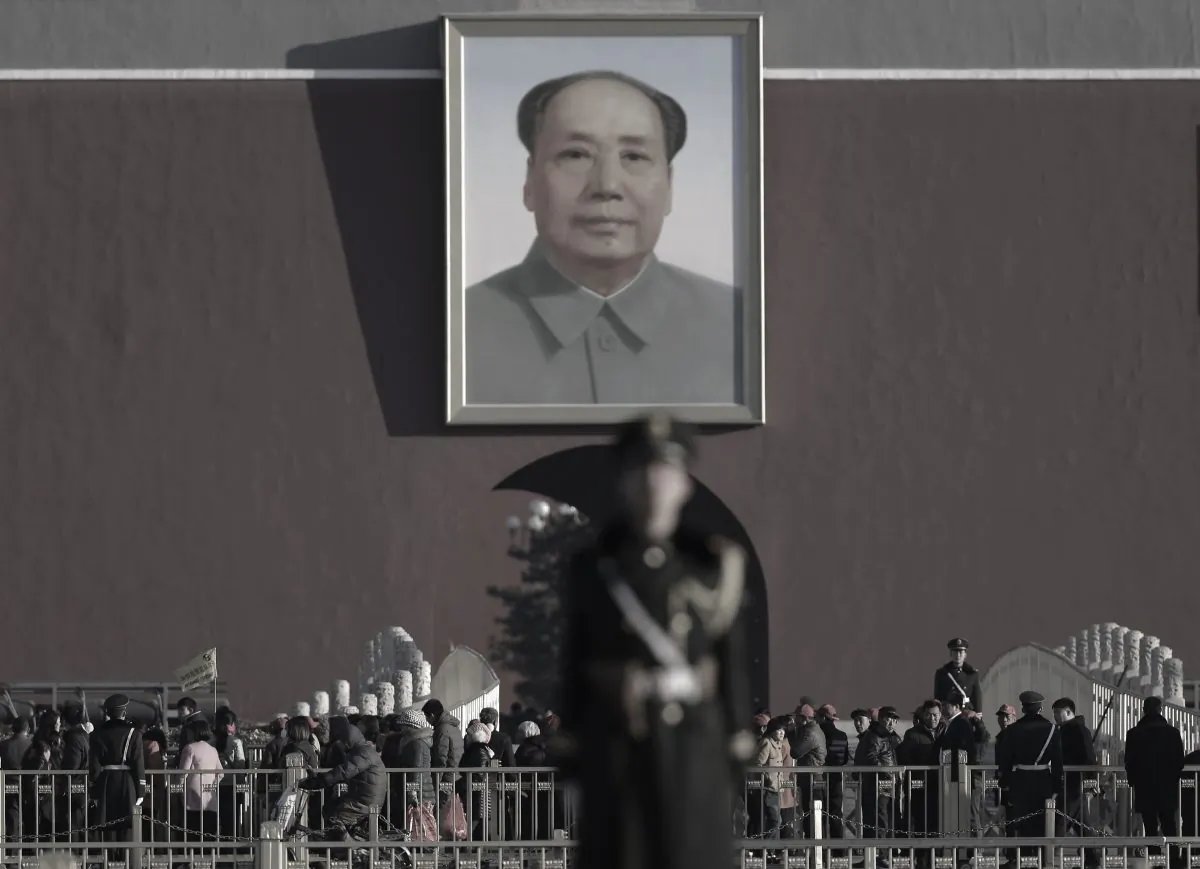 Mao Zedong's portrait in Tiananmen Square on Mar. 10, 2015. (AP Photo/Andy Wong)