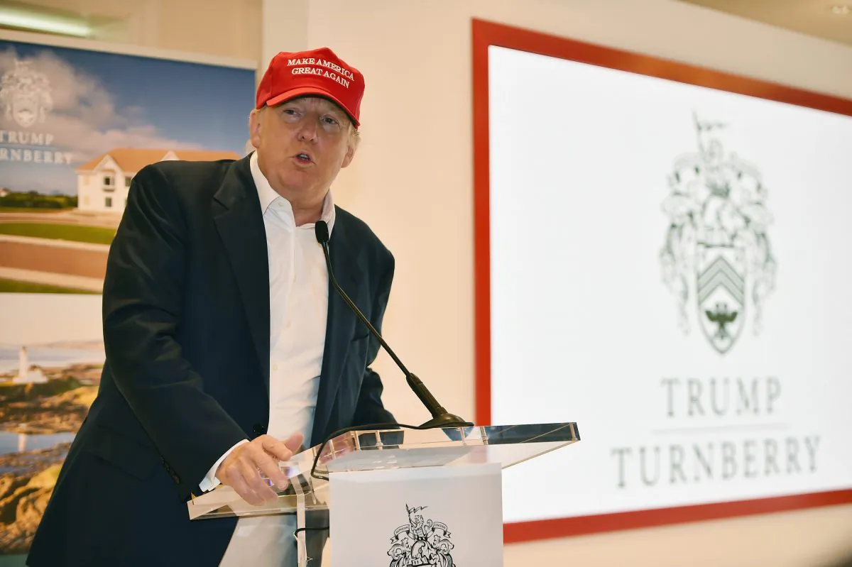 Republican Presidential Candidate Donald Trump visits his Scottish golf course Turnberry on July 30, 2015 in Ayr, Scotland. Donald Trump answered questions from the media at a press conference. (Jeff J Mitchell/Getty Images)
