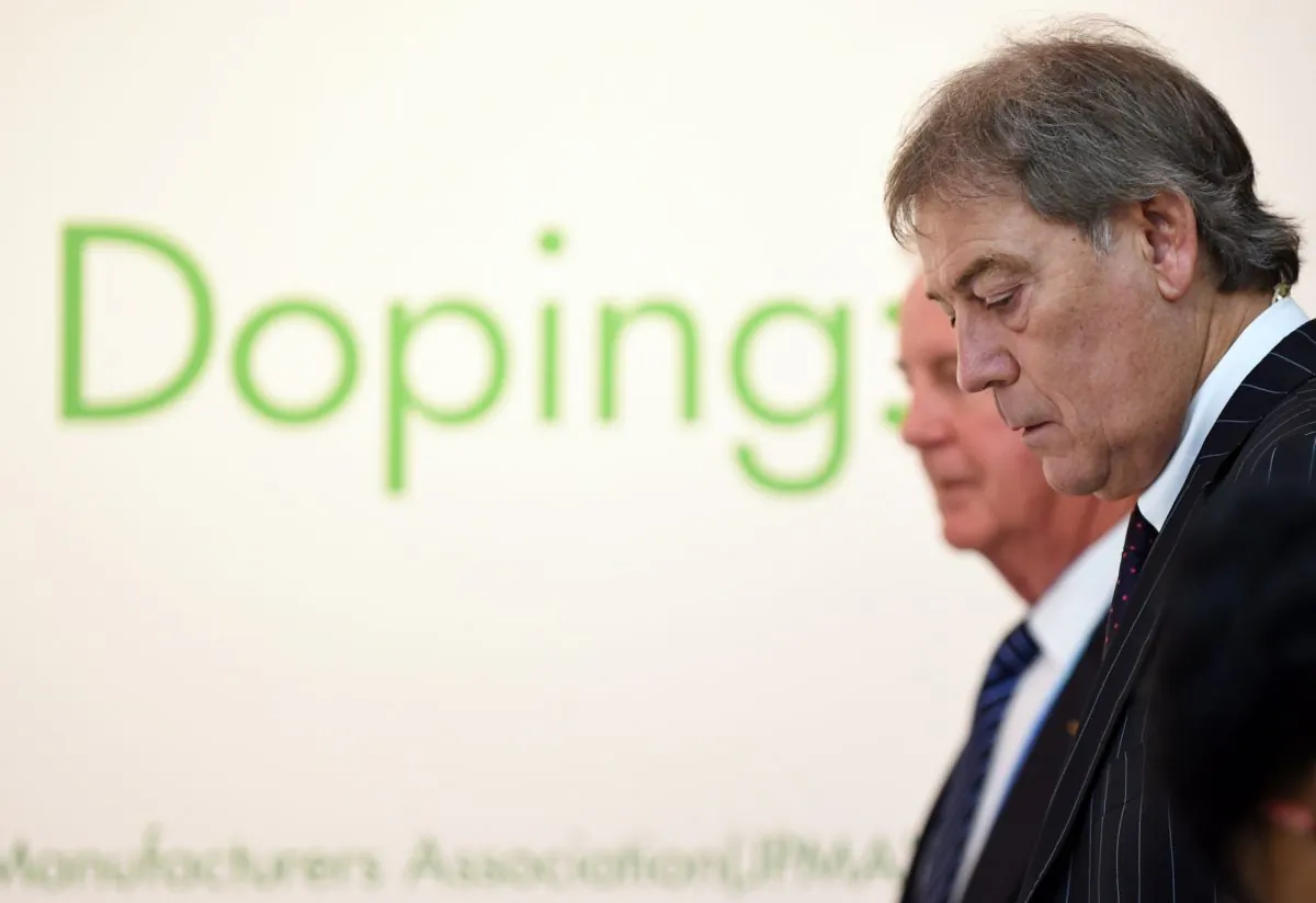 World Anti-Doping Agency (WADA) Director General David Howman (R) and WADA President Craig Reedie (L) attend a press conference in the second International Conference on the Pharmaceutical Industry and the Fight Against Doping in Tokyo on Jan. 28, 2015. (Toshifumi Kitamura/AFP/Getty Images)