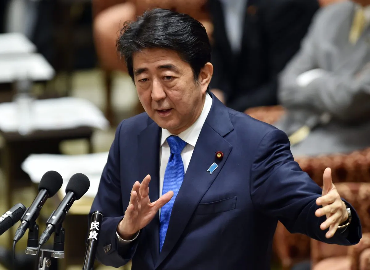 Japanese Prime Minister Shinzo Abe during a parliamentary committee discussion on his controversial security bills at the National Diet in Tokyo on July 15, 2015. (Yoshikazu Tsuno/AFP/Getty Images)