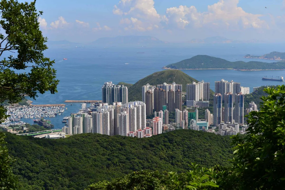 View overlooking the South side of Hong Kong Island from Peak Road on July 31, 2015. (Bill Cox/The Epoch Times)