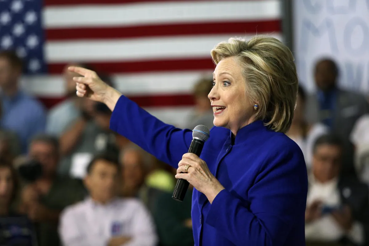 Democratic presidential candidate Hillary Rodham Clinton speaks during a campaign stop at River Valley Community College Tuesday, Aug. 11, 2015, in Claremont, N.H. (AP Photo/Jim Cole)
