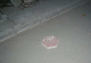 The brick the agents used to hit Gao. (The Epoch Times) 