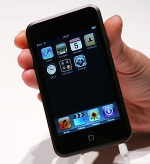 The new Ipod Touch is displayed at the UK launch of the product at the BBC on September 5, 2007 in London, England.(Cate Gillon/Getty Images)