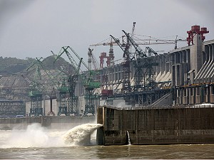 A section of the Three Gorges Dam in Yichang, Hubei province, China is under construction (Andrew Wong/Getty Images)