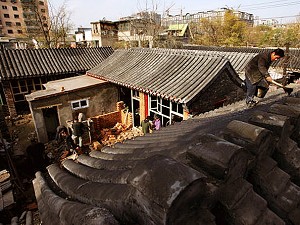 Chinese laborers build traditional-style houses In Beijing, China. (Guang Niu/Getty Images)