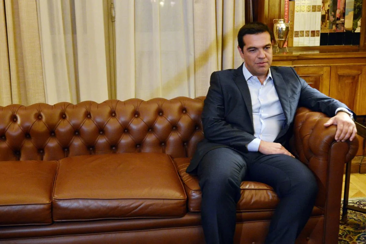 Greek Prime Minister Alexis Tsipras meets with president of Greek republic, Prokopis Pavlopoulos (not pictured) at the presidental palace in Athens on  August 20, 2015. (Louisa  Gouiliamaki/AFP/Getty Images)