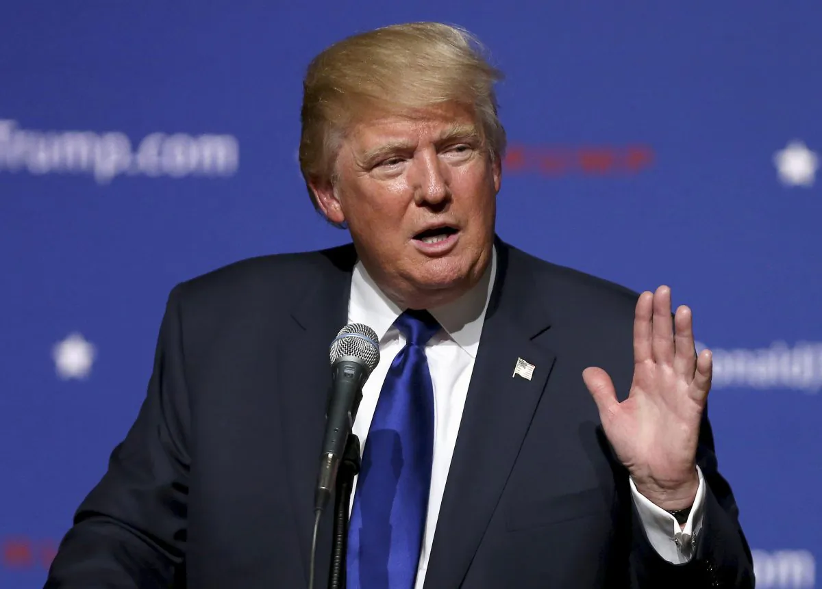 Republican presidential candidate Donald Trump speaks in Derry, N.H., on Aug. 19, 2015. (AP Photo/Mary Schwalm)