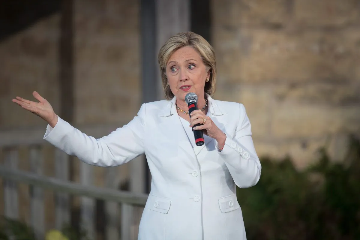 Democratic presidential candidate Hillary Clinton speaks to guests during a campaign event at Tabor Home Vineyards and Winery on August 26, 2015 in Baldwin, Iowa. (Scott Olson/Getty Images)