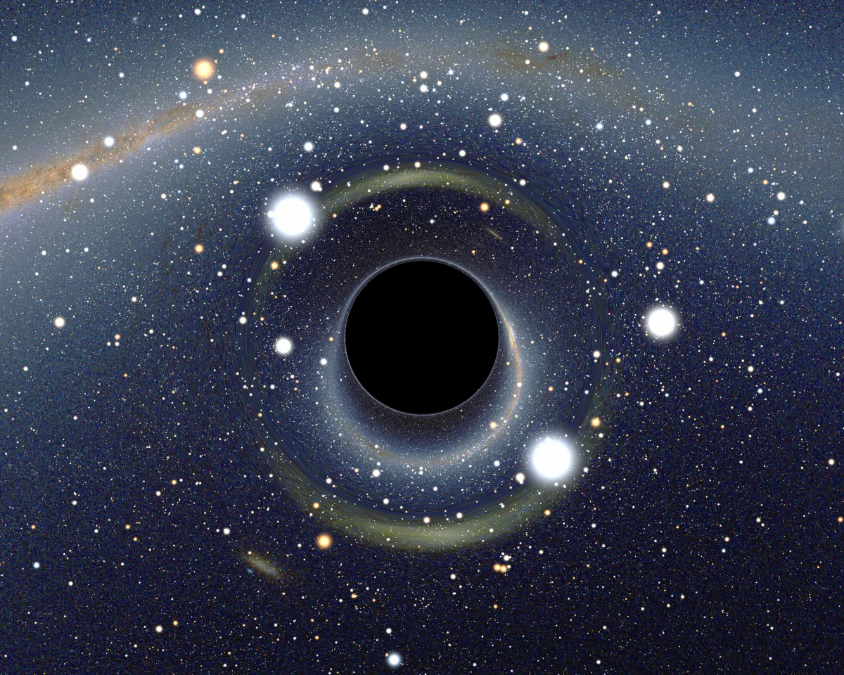 A simulated view of a black hole. (Wikimedia/Alain r, CC BY-SA 2.5)