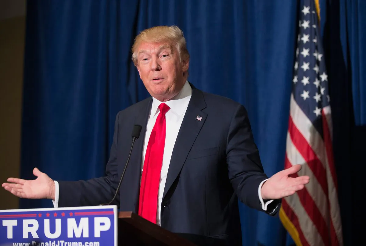 Republican presidential candidate Donald Trump at a press conference before his campaign event at the Grand River Center in Dubuque, Iowa, on Aug. 25, 2015. (Scott Olson/Getty Images)