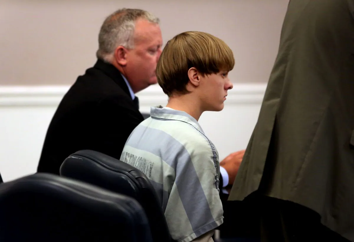 Dylan Roof (C), the suspect in the mass shooting that left nine dead in a Charleston church last month, appears in court July 18, 2015 in Charleston, South Carolina. (Grace Beahm-Pool/Getty Images)