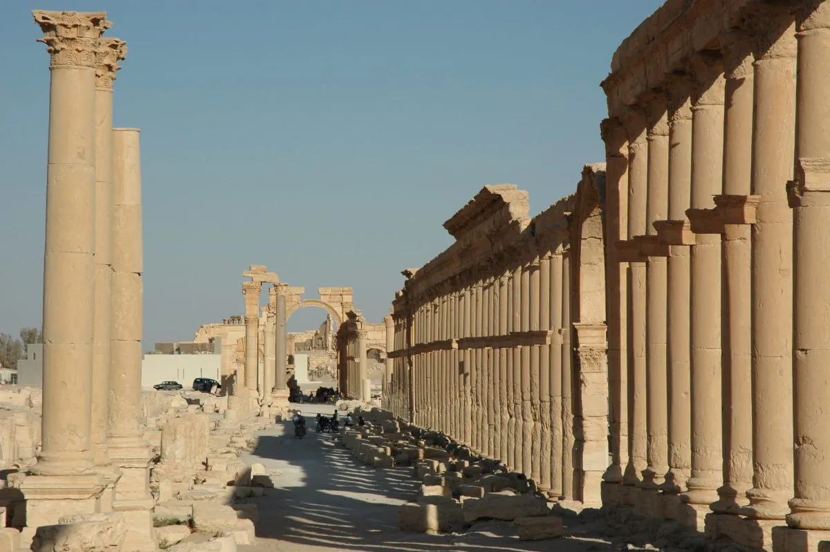 This undated image released by UNESCO shows the site of the ancient city of Palmyra, Syria. A satellite image on Monday, Aug. 31, 2015 shows that the main building of the ancient Temple of Bel in the Syrian city of Palmyra has been destroyed, a United Nations agency said. (Ron Van Oers, UNESCO via AP)