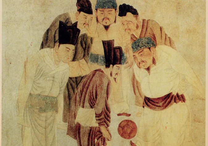 Emperor Taizu of Song playing cuju with Prime Minister Zhao Pu. (Qian Xuan/Public Domain)