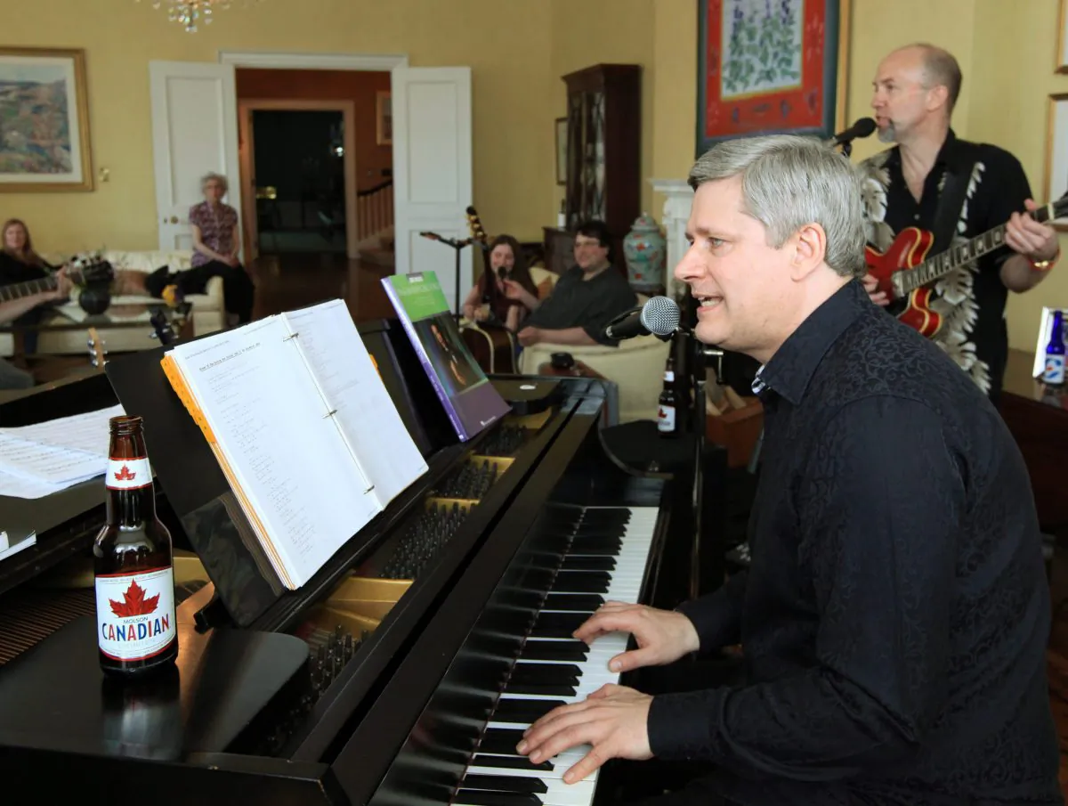 Prime Minister Stephen Harper plays the piano with a band at his official residence in Ottawa on April 22, 2011. John Ibbitson’s biography of the PM was released this week. (The Canadian Press/Fred Chartrand)