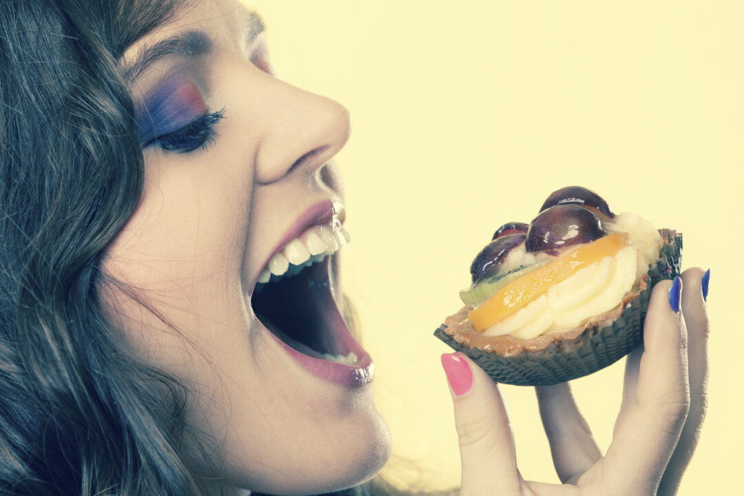 Sweetness and happiness concept. Closeup cute woman curly hai