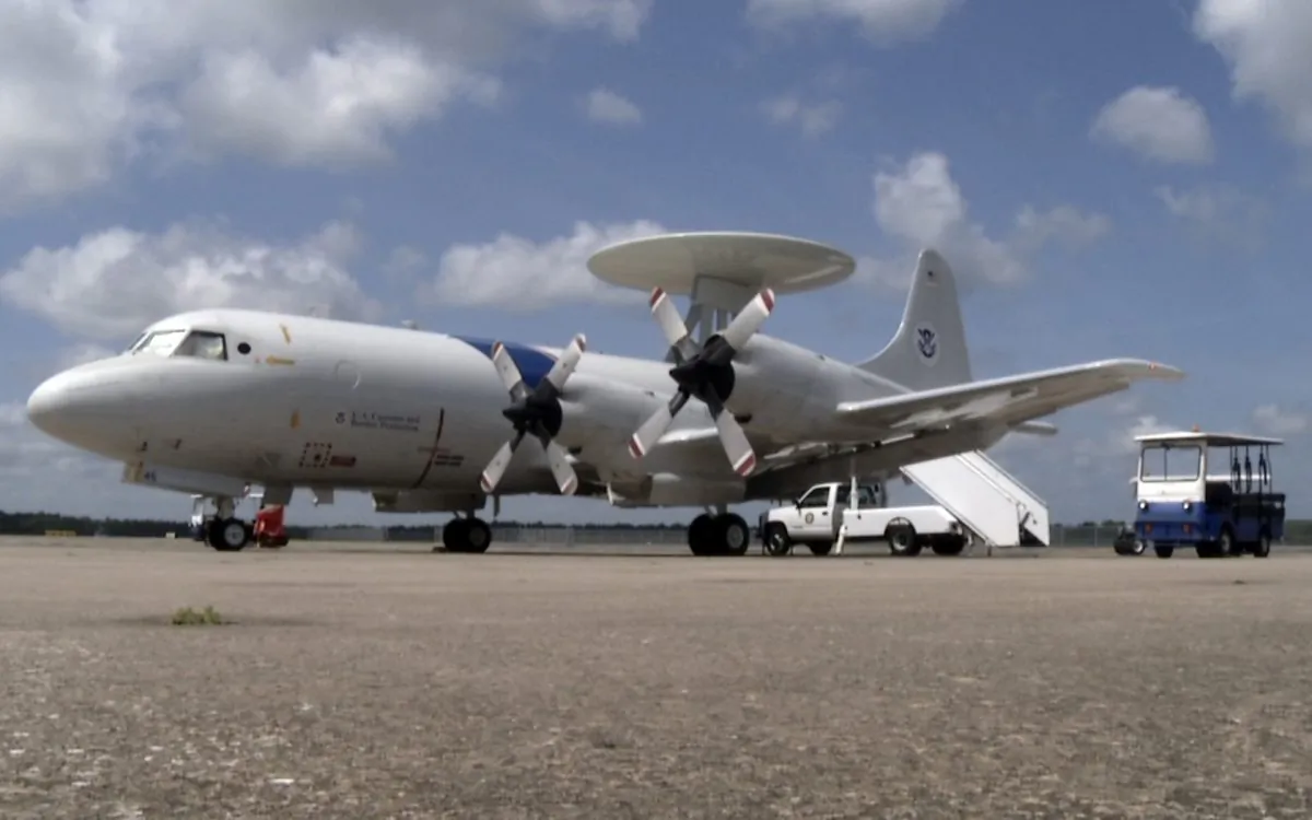 A P-3 surveillance plane is readied for takeoff in July 2015, in Jacksonville, Fla. (AP Photo/Joshua Replogle)