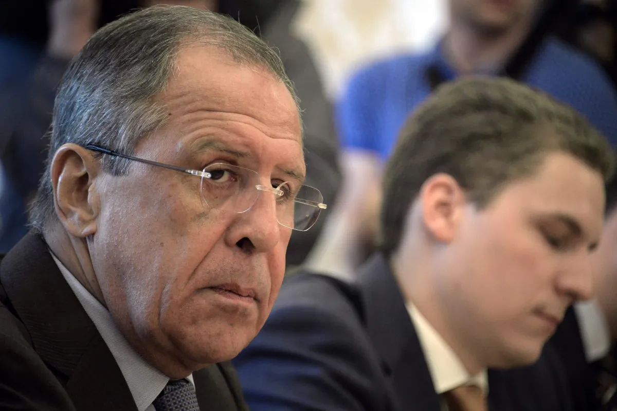 Russia's Foreign Minister Sergei Lavrov looks on as he meets with representatives of the Syrian opposition in Moscow on Aug. 31, 2015. (Alexander Nemenov/AFP/Getty Images)