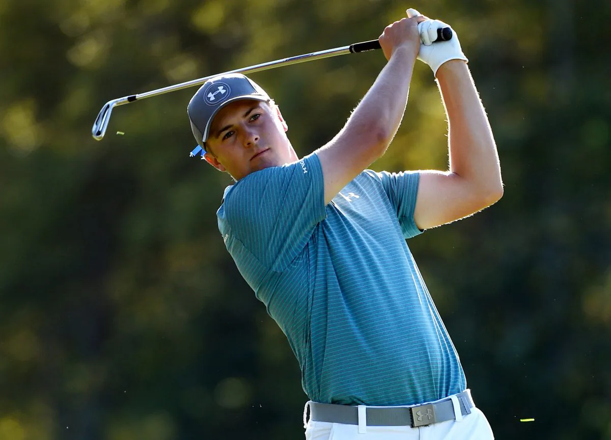 Jordan Spieth watches his second shot on the 13th hole during round two of the Deutsche Bank Championship at TPC Boston on September 5, in Norton, Massachuetts. (Ross Kinnaird/Getty Images)