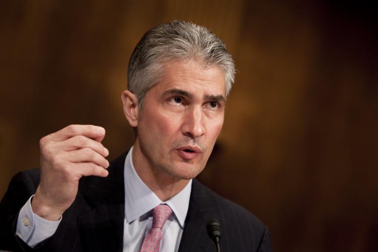 NEW CEO: Continental Airlines CEO Jeffrey Smisek is seen testifying in Congress on antitrust issues in the airline industry on May 27. (Alex Wong/Getty Images)