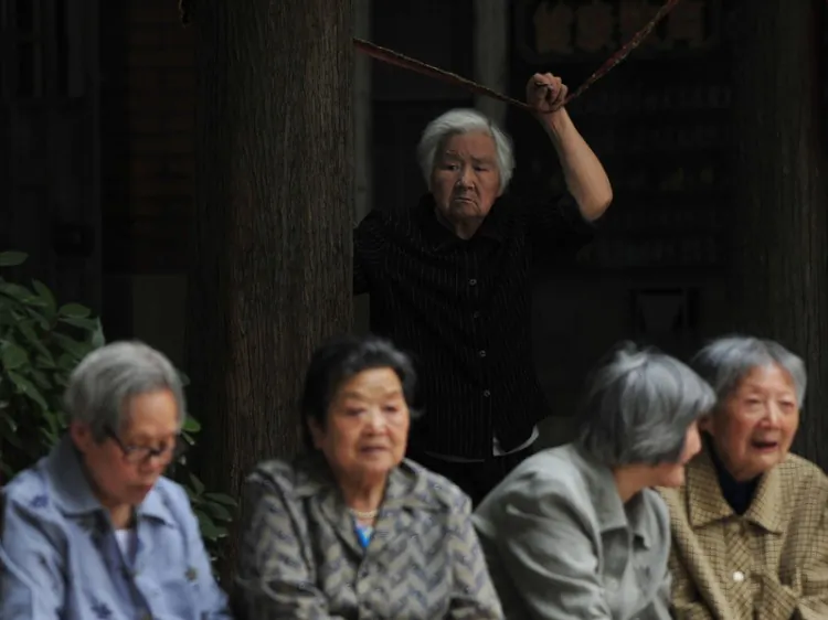 A group of elderly women in Nanjing City, China, whose social security money is not safe, according to reports. (The Epoch Times Archives)