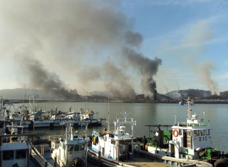 North Korea bombarded the South Korea's Yeonpyeong Island, 52 miles from Seoul, on Nov. 23, 2010. (AFP) North Korea bombarded the South Korea's Yeonpyeong Island, 52 miles from Seoul, on Nov. 23, 2010. (AFP)
