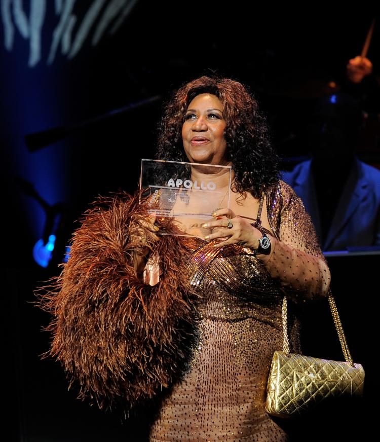 Aretha Franklin is inducted into the Apollo Legends Hall of Fame on June 14 in New York City. (Jemal Countess/Getty Images) Aretha Franklin is inducted into the Apollo Legends Hall of Fame on June 14 in New York City. (Jemal Countess/Getty Images)