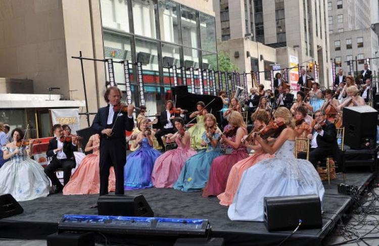 Dutch violinist Andre Rieu and his Johann Strauss Orchestra perform on NBC's 'Today' at Rockefeller Center on June 16 in New York City. (Slaven Vlasic/Getty Images)