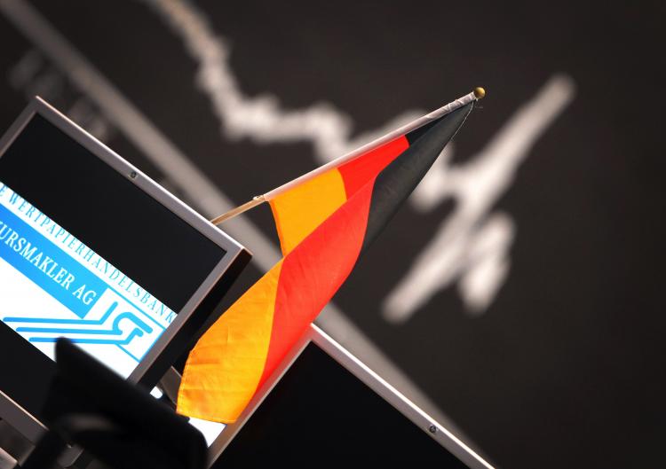 A board displaying Germany's share index DAX at the stock exchange in Frankfurt/Main, central Germany on July 2.The German economy is recovering much faster than experts expected and is the fastest growth within the European Union.   (Daniel Roland/Getty Images)