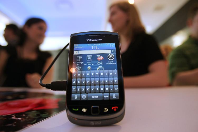 The new Blackberry Torch 9800 smartphone is seen after being unveiled at a news conference August 3, in New York City. (Mario Tama/Getty Images) The new Blackberry Torch 9800 smartphone is seen after being unveiled at a news conference August 3, in New York City. (Mario Tama/Getty Images)