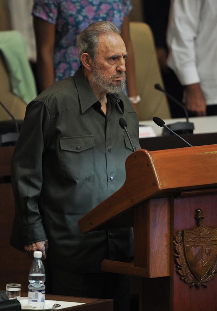 Former Cuban President Fidel Castro delivers a speech during a special session of the Cuban Parliament, on Aug. 7, 2010 in Havana. (Adalberto Roque/AFP/Getty Images) Former Cuban President Fidel Castro delivers a speech during a special session of the Cuban Parliament, on Aug. 7, 2010 in Havana. (Adalberto Roque/AFP/Getty Images)