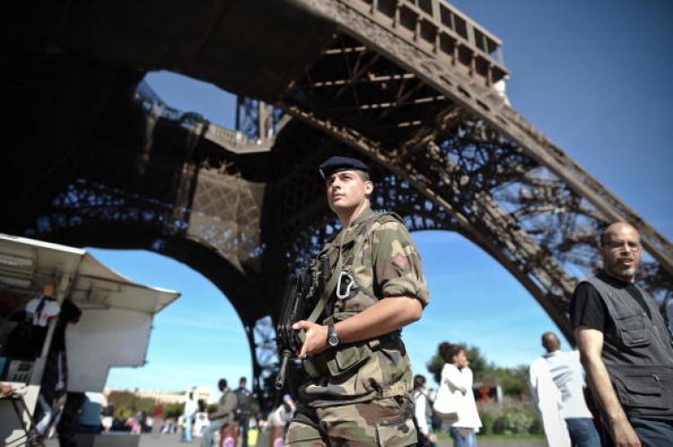 A French Army soldier is on patrol as part of France's national security alert system Vigipirate at the Eiffel Tower in Paris, on September 20. (Fred Dufour/Getty Images) A French Army soldier is on patrol as part of France's national security alert system Vigipirate at the Eiffel Tower in Paris, on September 20. (Fred Dufour/Getty Images)