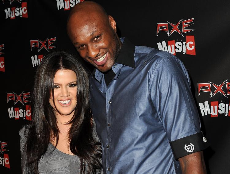 Khloe Kardashian (L) and Los Angeles Lakers forward Lamar Odom (Michael Buckner/Getty Images)