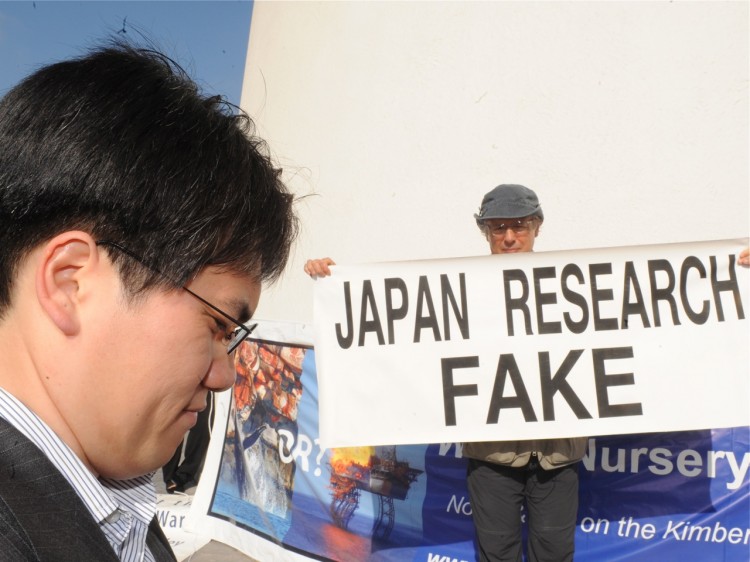 A member of the Japanese delegation as he arrives for the opening of the International Whaling Commission (IWC) meeting, June 21, 2010 . (Abdelhak Senna/AFP/Getty Images) A member of the Japanese delegation as he arrives for the opening of the International Whaling Commission (IWC) meeting, June 21, 2010 . (Abdelhak Senna/AFP/Getty Images)