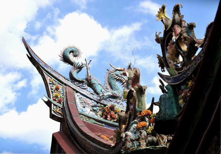Sculptures featuring a flying dragon, a legendary creature for thousands of years in China, other animals and Taoist deities stand on the roof of a popular temple in Taipei on Sept. 26, 2010. (Patrick Lin/AFP/Getty Images) Sculptures featuring a flying dragon, a legendary creature for thousands of years in China, other animals and Taoist deities stand on the roof of a popular temple in Taipei on Sept. 26, 2010. (Patrick Lin/AFP/Getty Images)