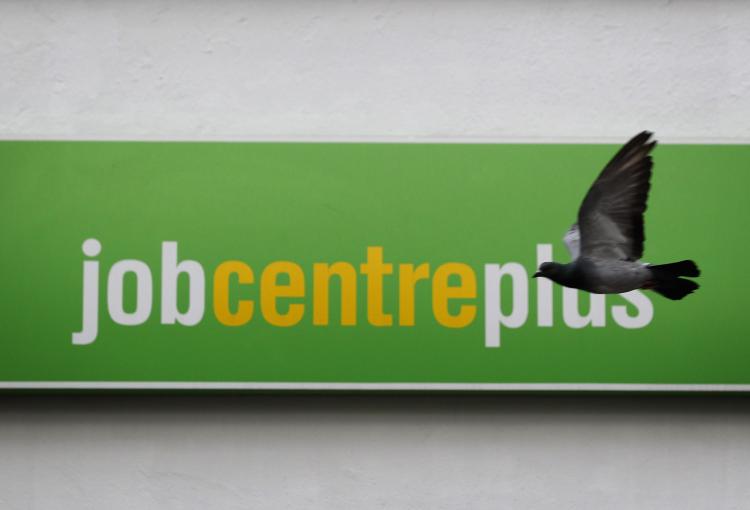 Public sector job cuts will be less than the 490,000 forecasted. A pigeon flew passed a Job Centre sign in Westminster on October 21, 2010, the day the OBC made its initial prediction on the spending review. (Dan Kitwood/Getty Images) Public sector job cuts will be less than the 490,000 forecasted. A pigeon flew passed a Job Centre sign in Westminster on October 21, 2010, the day the OBC made its initial prediction on the spending review. (Dan Kitwood/Getty Images)