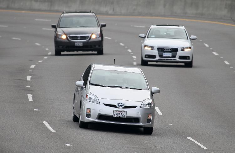 A Toyota Prius (C) drives along highway 101 on November 30, 2010 in Sausalito, California. The NHTSA found that acceleration issues in Toyota cars that prompted a slew of recalls for the Japanese automaker were not due to electronic flaws. (Justin Sullivan/Getty Images) A Toyota Prius (C) drives along highway 101 on November 30, 2010 in Sausalito, California. The NHTSA found that acceleration issues in Toyota cars that prompted a slew of recalls for the Japanese automaker were not due to electronic flaws. (Justin Sullivan/Getty Images)