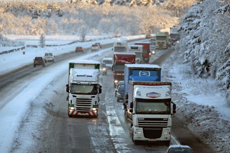 The M8 west bound motorway reopens after being closed for nearly two days on Dec. 8 in Harthill, Scotland. (Jeff J Mitchell/Getty Images) The M8 west bound motorway reopens after being closed for nearly two days on Dec. 8 in Harthill, Scotland. (Jeff J Mitchell/Getty Images)