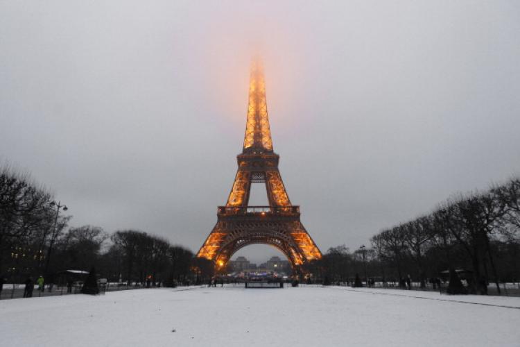 The Eiffel Tower, in France, and the Champs de Mars covered by snow. (Joel Saget/AFP/Getty Images) The Eiffel Tower, in France, and the Champs de Mars covered by snow. (Joel Saget/AFP/Getty Images)