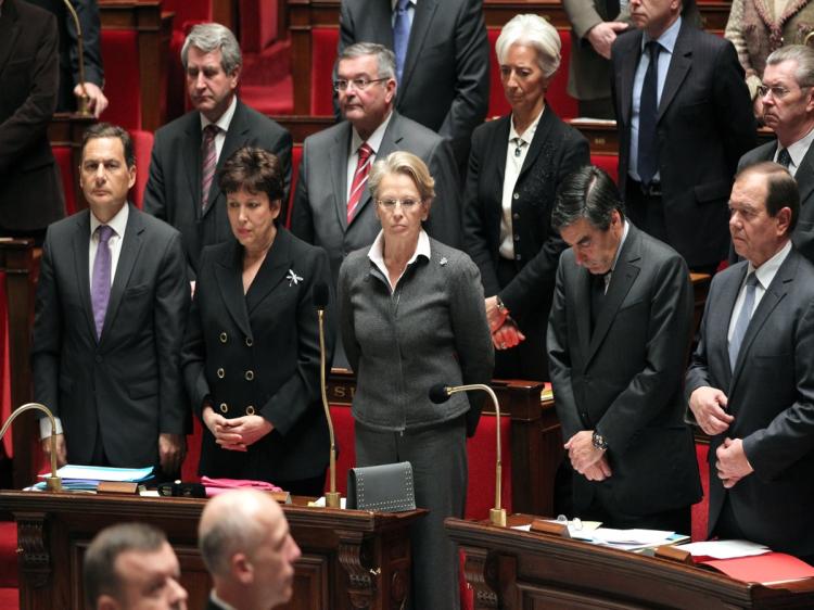 MPs and members of the government observe a minute of silence during the weekly session of questions to government on Jan. 11 at the National Assembly in Paris in remembrance of the two French hostages killed in Niger on Jan. 8. (Pierre Verdy/AFP/Getty Images) MPs and members of the government observe a minute of silence during the weekly session of questions to government on Jan. 11 at the National Assembly in Paris in remembrance of the two French hostages killed in Niger on Jan. 8. (Pierre Verdy/AFP/Getty Images)