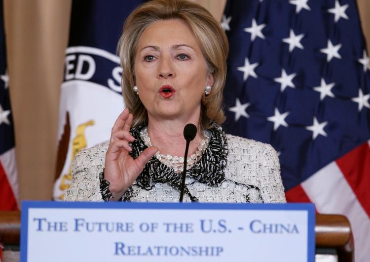 ARTICULATING POLICY: U.S. Secretary of State Hillary speaks about China during the inaugural Richard C. Holbrooke lecture at the State Department on Jan. 14, in Washington. Clinton spoke about the relations between the United States and China, including human rights relations ahead of a state visit by China's leader Hu Jintao. (Mark Wilson/Getty Images)