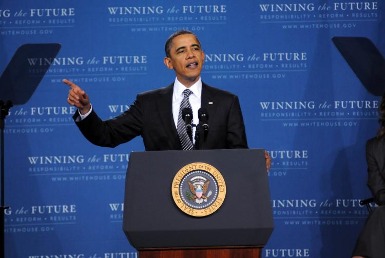 President Obama speaks to students and faculty March 8, 2011 at TechBoston Academy in Boston, Massachusetts. (Darren McCollester/Getty Images) President Obama speaks to students and faculty March 8, 2011 at TechBoston Academy in Boston, Massachusetts. (Darren McCollester/Getty Images)