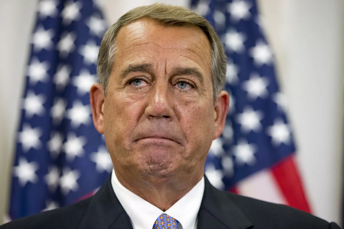 In this Sept. 9, 2015, photo, Speaker of the House John Boehner of Ohio, pauses while speaking about his opposition to the Iran deal during a news conference with members of the House Republican leadership on Capitol Hill in Washington. Even though opponents of the Iran nuclear deal can’t win in Congress, they aren’t going to go quietly. "This debate is far from over, and frankly, it's just beginning," Boehner said on Sept. 10.  (AP Photo/Jacquelyn Martin)